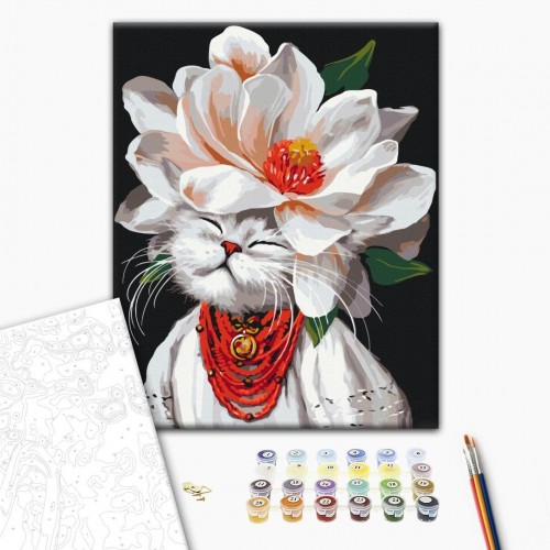 Картина по номерам "Киця-магнолія" 40x50 см. Маріанна Пащук (Brushme)