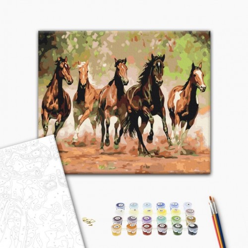 Картина по номерам "Табун коней" 48x60 см. (Brushme)