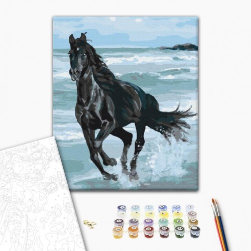Картина по номерам "Черная лошадь" 48x60 см. (Brushme)
