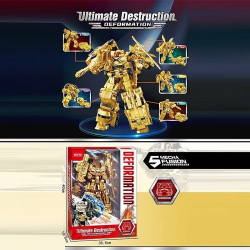 Трансформер висота 31 см, шарнірні кінцівки, 5 видів транспорту, пластикові колеса, в коробці (Idea-Fly)