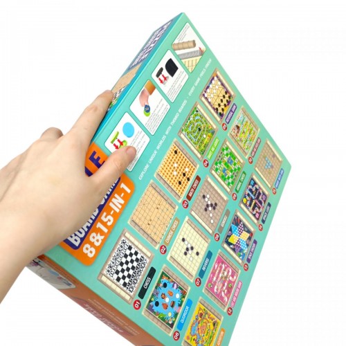 Набор настольных игр 8 в 1, игровое поле, фигурки, фишки, кубик, мешочек, наклейки, инструкция, в коробке (MiC)