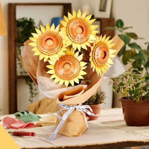 Трехмерная головоломка-конструктор серии Букет цветов "Желтые подсолнухи" (Cubic Fun)