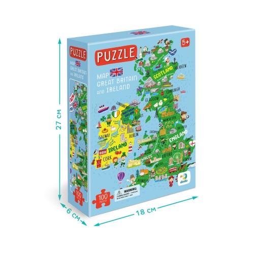 Пазли «Мапа Великобританії та Ірландії», 100 елементів (англійська мова) (Dodo)