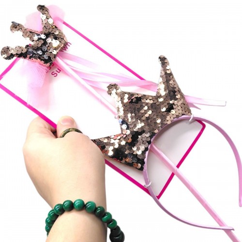 Набор новогодний (обруч с волшебной палочкой) "Корона" с пайетками (MiC)