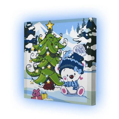Картина по номерах зі світлодіодною підсвіткою "Під ялинкою" 25x25 см (Riviera Blanca)
