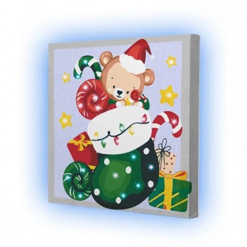 Картина по номерах зі світлодіодною підсвіткою "Святкова панчоха" 25x25 см (Riviera Blanca)