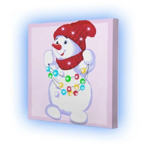 Картина по номерах зі світлодіодною підсвіткою "Сніговик" 25x25 см (Riviera Blanca)
