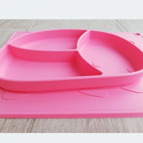 Силиконовая тарелка-коврик Зая (Голубой) (MiC)