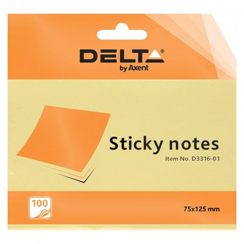 Блок бумаги с липким слоем 75x125 мм, 100 л., желт (Axent)
