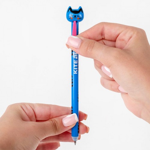 Ручка гелевая автоматическая «пиши-стирай» Cats, синяя (Kite)
