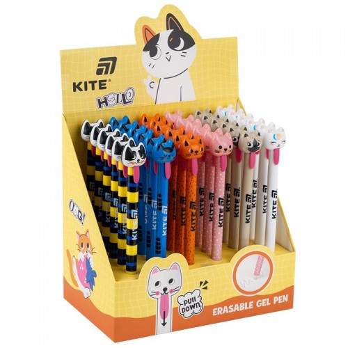 Ручка гелевая автоматическая «пиши-стирай» Cats, синяя (Kite)