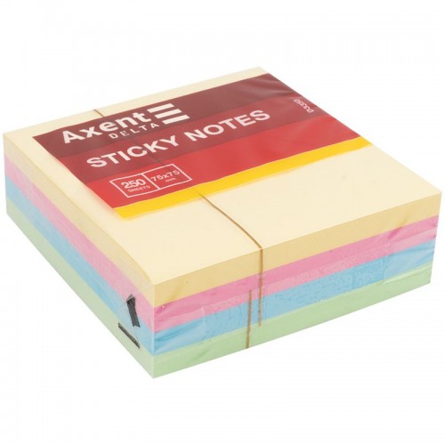 Блок бумаги с липким слоем 75x75 мм, 250 л., паст. куб (Axent)