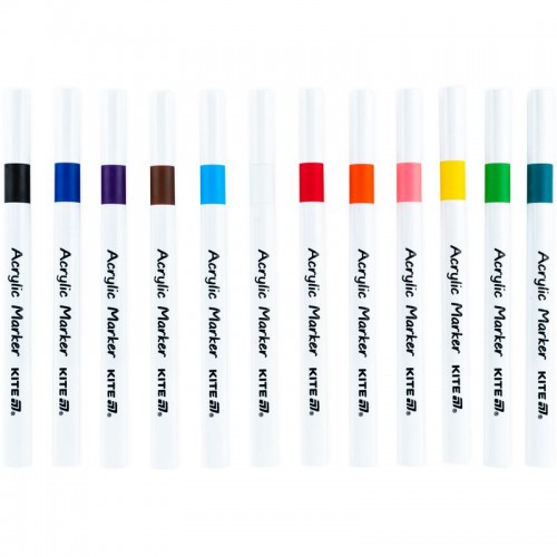 Маркеры акриловые, набор 12шт, Kite Creative (Kite)