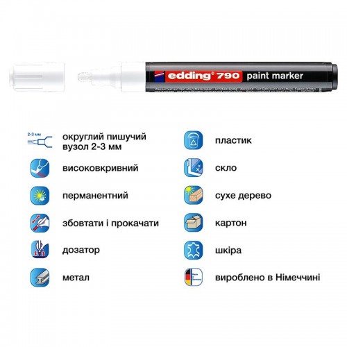 Маркер Paint e-790 2-3 мм круглый белый (edding)