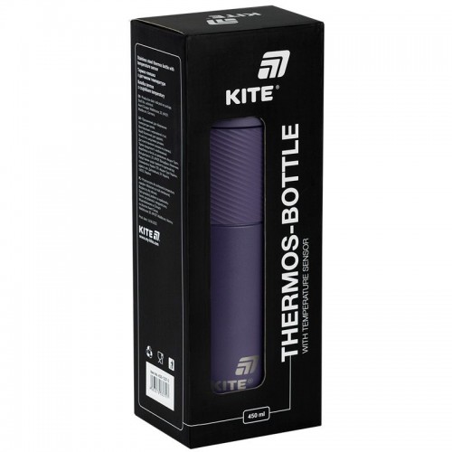 Термос с термодатчиком 450 мл, фиолетовый (Kite)
