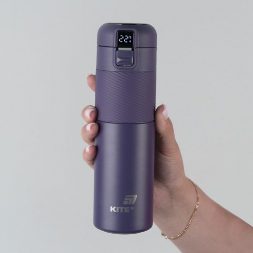 Термос с термодатчиком 450 мл, фиолетовый (Kite)