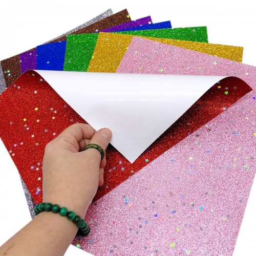 Набор цветной бумаги с глитером (21х29,7см), 8 листов (Art studio of Happiness)