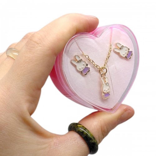 Детский набор украшений: кулон+серьги (С лавандовым зайчиком) (MiC)