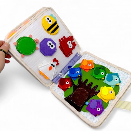 Мягкая книжка-бизиборд (фетр, пальчиковые игры, сортер, элементы на липучках) (MiC)