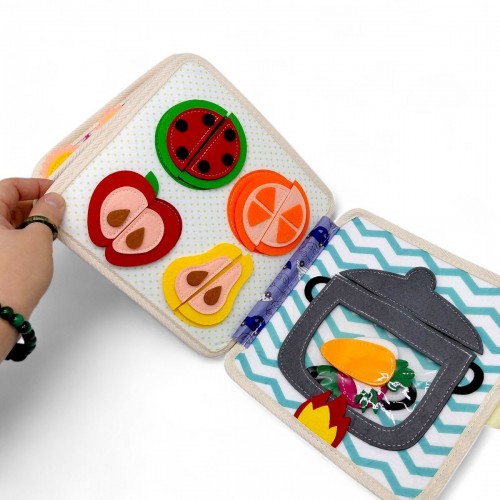 Мягкая книжка-бизиборд (фетр, пальчиковые игры, сортер, элементы на липучках) (MiC)