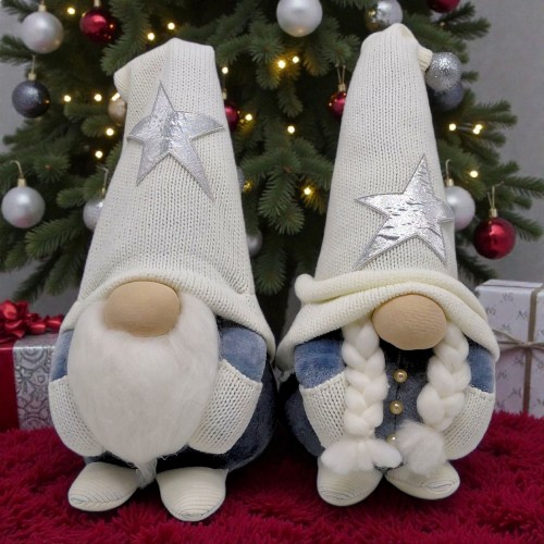 Мʼяка іграшка "Скандинавський гном" (Hand Made) висота 28 см, дівчинка (білий) 28 см (MiC)