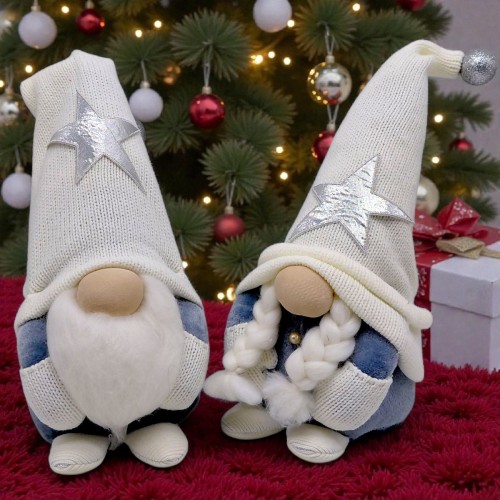 Мʼяка іграшка "Скандинавський гном" (Hand Made) висота 28 см, дівчинка (білий) 28 см (MiC)