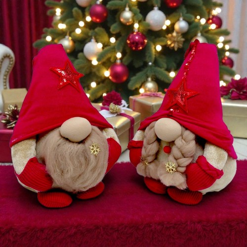 Мʼяка іграшка "Скандинавський гном" (Hand Made) висота 28 см, хлопчик (червоний) 25см (MiC)