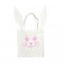 Дитяча сумка-шопер "Заєць", розмір 33*33 см, біла з рожевими вушками (Strateg)