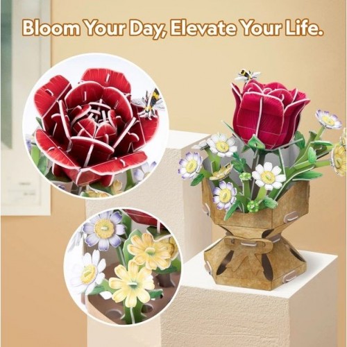 Тривимірна головоломка-конструктор із серії Букет квітів "Троянда" (Cubic Fun)