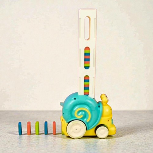 Улитка с домино, на батарейках, декорация, фишки домино, наклейки, в коробке (MiC)