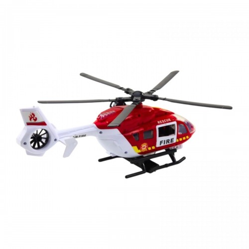 Гелікоптер “Пожежний”, підсвічування, звук, заводні лопасті, механічний підіймач, відчиняються двері, вантаж, в коробці (JIN JIA TOYS)