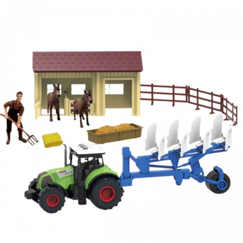 Ферма 58 элементов, трактор на батарейках, звуки, подсветка, игровые фигурки, ветряная мельница, дом, в коробке (kawond)