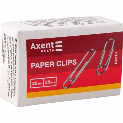 Скріпки оцинковані, 25 мм, 50 шт. (Axent)