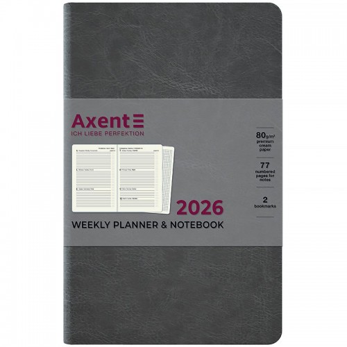 Еженедельник 2026 Partner City Soft, 125*195, серый (Axent)