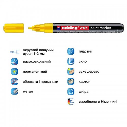 Маркер Paint e-791 1-2 мм круглий жовтий (edding)