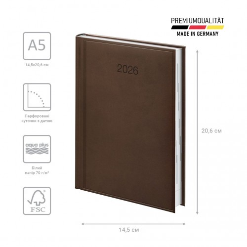 Ежедневник 2026 Стандарт Torino слп/т коричневый (BRUNNEN ДК)