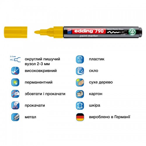 Маркер Paint e-790 2-3 мм круглий жовтий (edding)