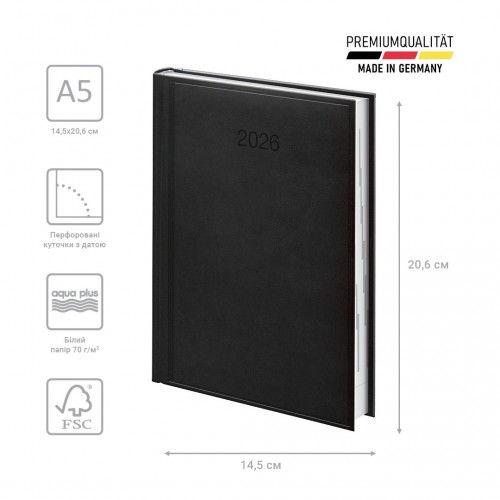 Щоденник 2026 Стандарт Torino слп/т чорний (BRUNNEN ДК)