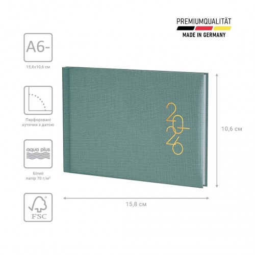 Еженедельник 2026 карманный Linesse морской зеленый (BRUNNEN ДК)