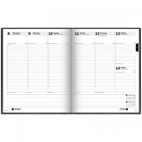 Еженедельник 2026 Бюро Torino слп/т черный (BRUNNEN ДК)