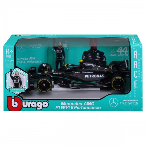 Автомодель з фігуркою - Mercedes-AMG F1 W14 E Performance (1:24) (Bburago)