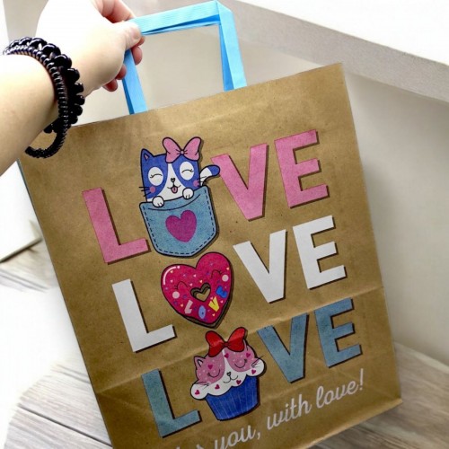 Пакет паперовий КРАФТ "lOVE" 32x15x38 см (MiC)