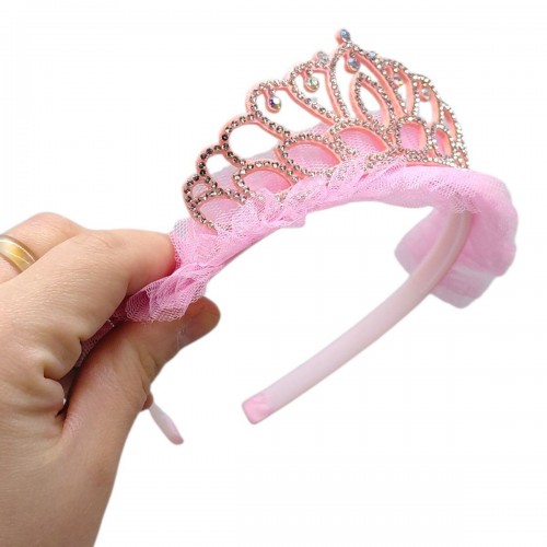 Обруч на голову "Корона ажурная со стразами" (микс) (MiC)