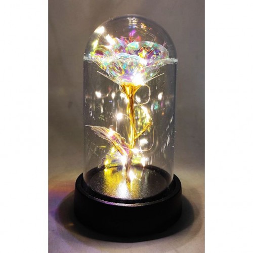 Роза в колбе, с подсветкой (шампань) (MiC)