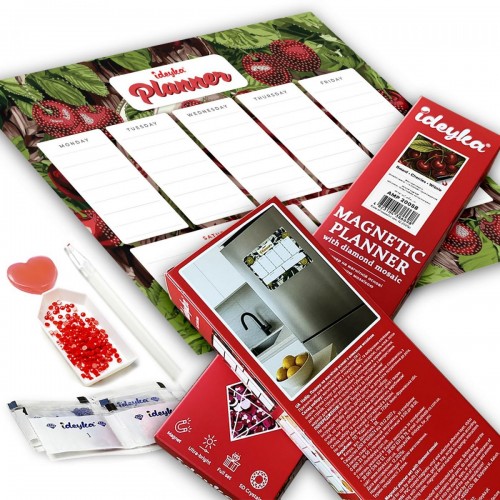 Планер на магнитной основе с алмазной мозаикой "Вишни" 32х40 см (Ідейка)