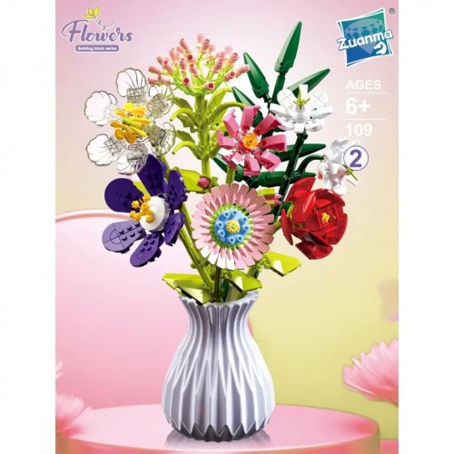 Конструктор "Ваза с цветами", в коробке (Zuanma)