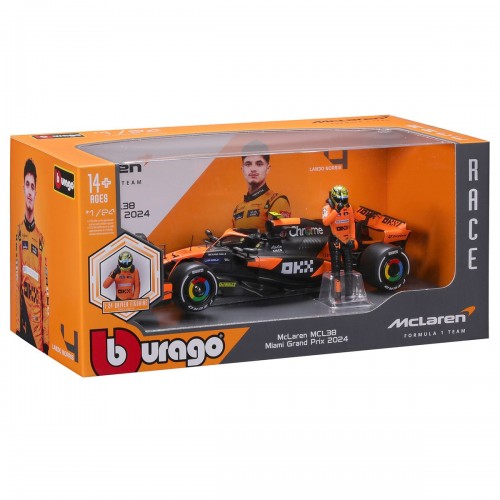 Автомодель с фигуркой - McLaren MCL38 (1:24) (Bburago)