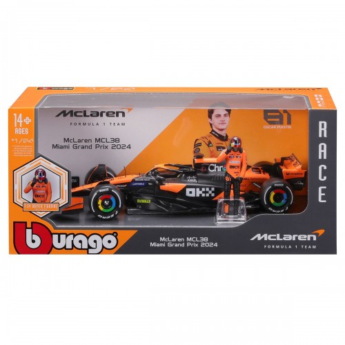 Автомодель с фигуркой - McLaren MCL38 (1:24) (Bburago)