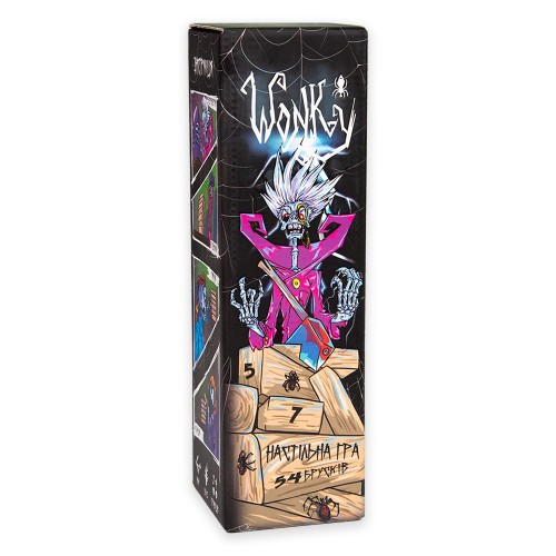 Розважальна гра "Wonky. Дженга" деревʼяна, українською мовою (Strateg)