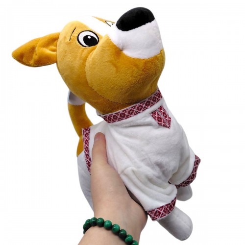 М'яка іграшка "Пес Патрон у вишиванці" 28 см (БІЛІЙ) (Nikopol)
